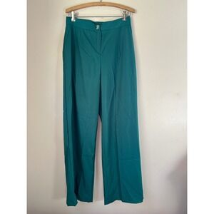 Annah Hariri Teal Wide Leg Dress Pants Women US 8 Office Fall Feminine